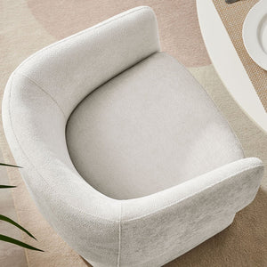 Modway Furniture Verity Barrel Back Chenille Dining Armchair - Luxurious Comfort with Ergonomic Design & No Assembly Ivory EEI-6951-IVO