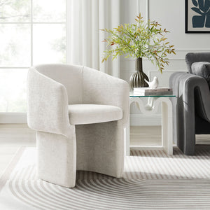 Modway Furniture Verity Barrel Back Chenille Dining Armchair - Luxurious Comfort with Ergonomic Design & No Assembly Ivory EEI-6951-IVO