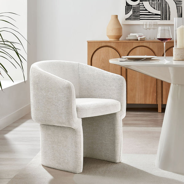 Modway Furniture Verity Barrel Back Chenille Dining Armchair - Luxurious Comfort with Ergonomic Design & No Assembly Ivory EEI-6951-IVO