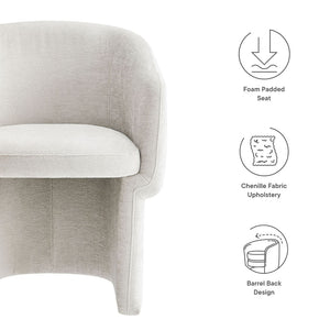 Modway Furniture Verity Barrel Back Chenille Dining Armchair - Luxurious Comfort with Ergonomic Design & No Assembly Ivory EEI-6951-IVO