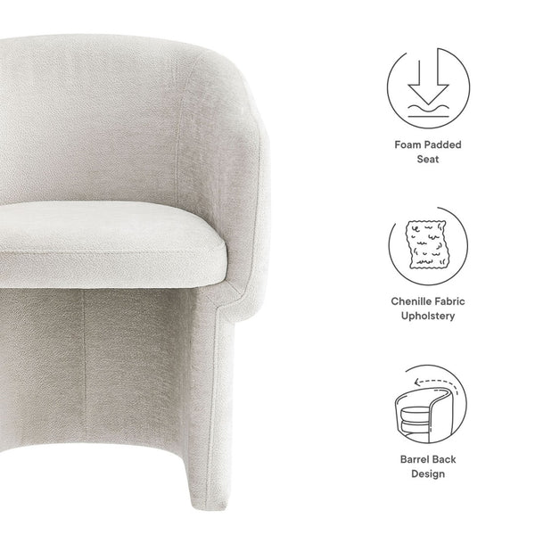 Modway Furniture Verity Barrel Back Chenille Dining Armchair - Luxurious Comfort with Ergonomic Design & No Assembly Ivory EEI-6951-IVO
