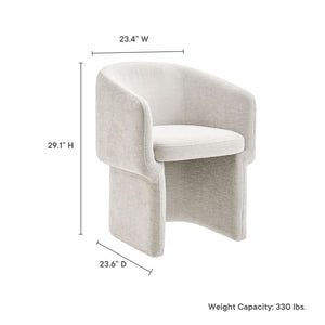 Modway Furniture Verity Barrel Back Chenille Dining Armchair - Luxurious Comfort with Ergonomic Design & No Assembly Ivory EEI-6951-IVO