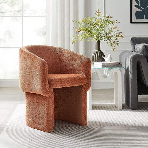 Modway Furniture Verity Barrel Back Chenille Dining Armchair - Luxurious Comfort with Ergonomic Design & No Assembly Rust EEI-6951-RUS