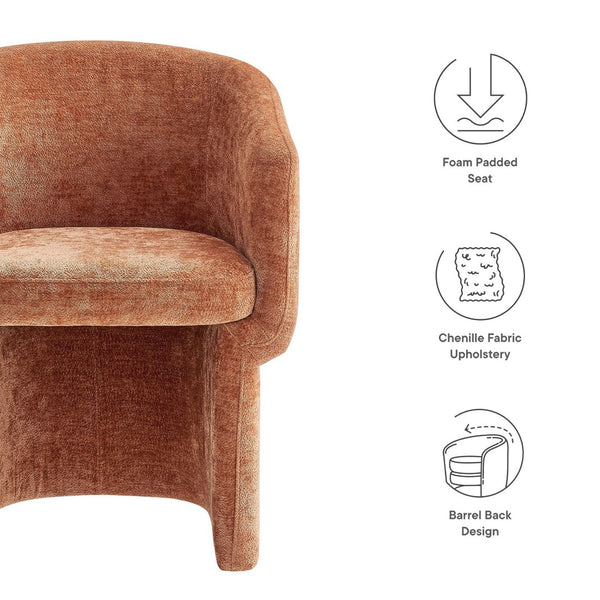 Modway Furniture Verity Barrel Back Chenille Dining Armchair - Luxurious Comfort with Ergonomic Design & No Assembly Rust EEI-6951-RUS