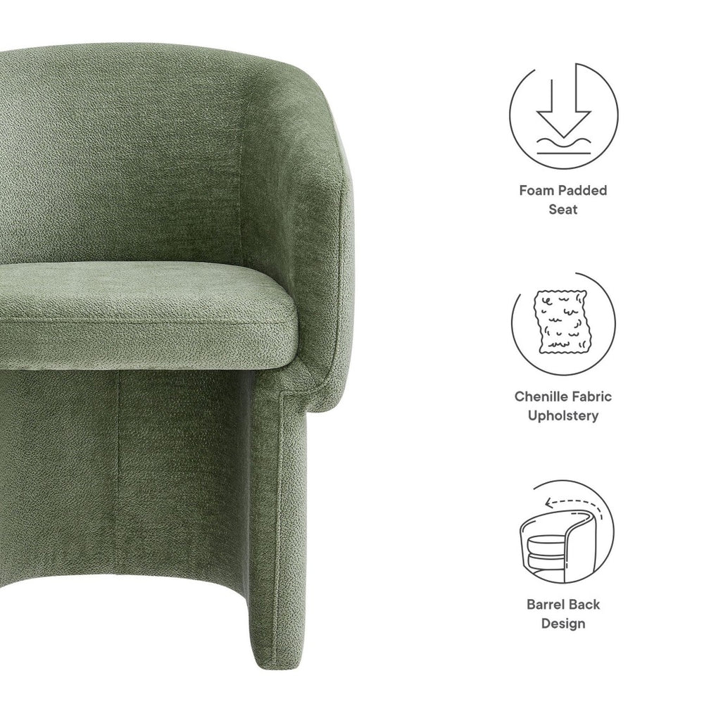 Modway Furniture Verity Barrel Back Chenille Dining Armchair - Luxurious Comfort with Ergonomic Design & No Assembly Sage EEI-6951-SGE