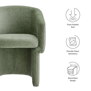 Modway Furniture Verity Barrel Back Chenille Dining Armchair - Luxurious Comfort with Ergonomic Design & No Assembly Sage EEI-6951-SGE