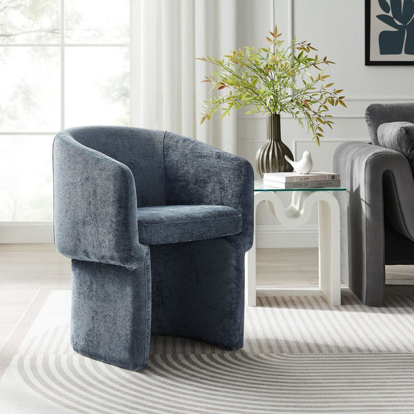 Modway Furniture Verity Barrel Back Chenille Dining Armchair - Luxurious Comfort with Ergonomic Design & No Assembly Slate Blue EEI-6951-SLA
