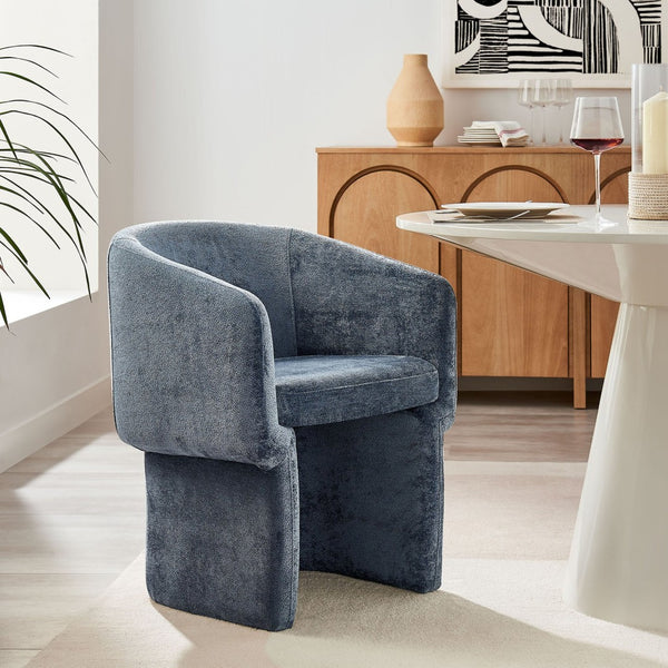 Modway Furniture Verity Barrel Back Chenille Dining Armchair - Luxurious Comfort with Ergonomic Design & No Assembly Slate Blue EEI-6951-SLA