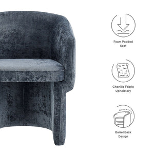 Modway Furniture Verity Barrel Back Chenille Dining Armchair - Luxurious Comfort with Ergonomic Design & No Assembly Slate Blue EEI-6951-SLA