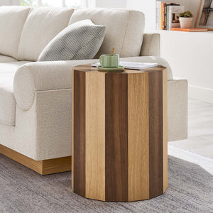 Modway Furniture Twirl Two-Toned Wood Veneer Side Table - Stylish Oak Walnut Accent for Modern Living Spaces EEI-6952-OAK-WAL