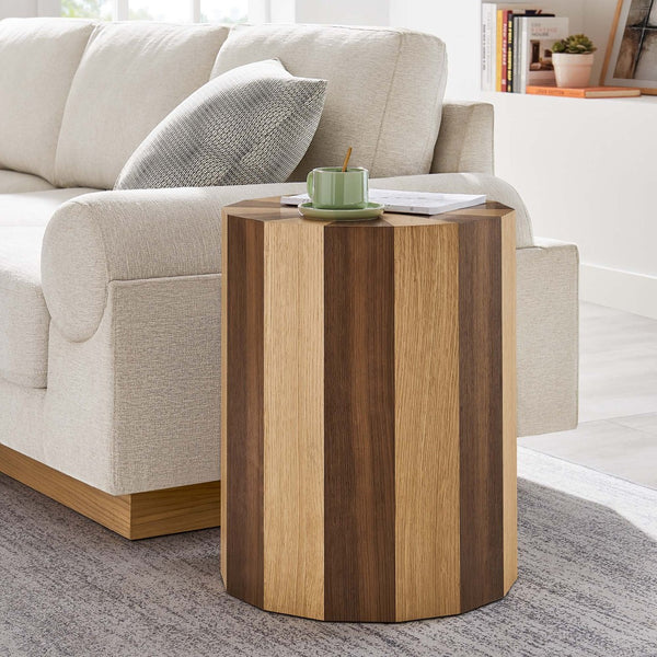 Modway Furniture Twirl Two-Toned Wood Veneer Side Table - Stylish Oak Walnut Accent for Modern Living Spaces EEI-6952-OAK-WAL