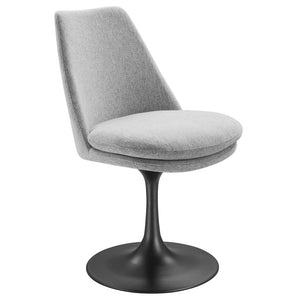 Modway Furniture Lippa Swivel Dining Upholstered Side Chair – Modern Comfort for Dining, Desk, and Vanity Spaces Black Light Gray EEI-6953-BLK-HLG