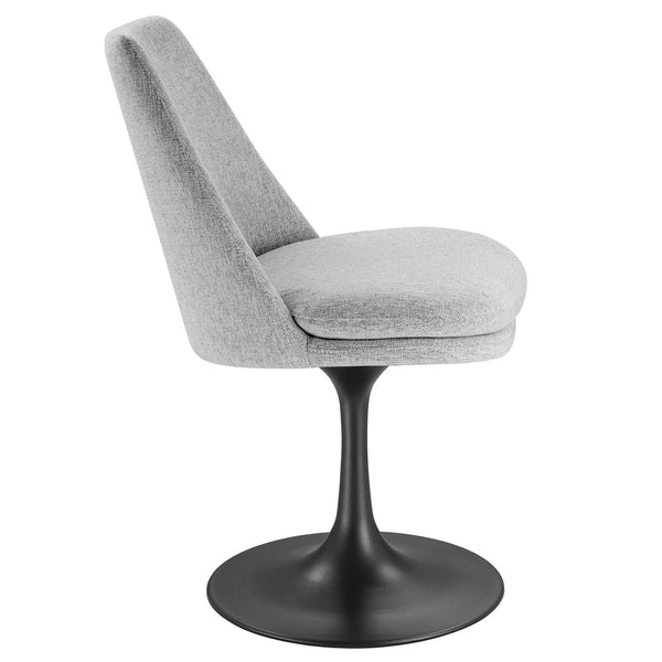 Modway Furniture Lippa Swivel Dining Upholstered Side Chair – Modern Comfort for Dining, Desk, and Vanity Spaces Black Light Gray EEI-6953-BLK-HLG