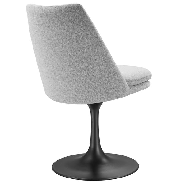 Modway Furniture Lippa Swivel Dining Upholstered Side Chair – Modern Comfort for Dining, Desk, and Vanity Spaces Black Light Gray EEI-6953-BLK-HLG