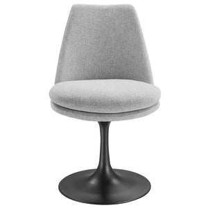 Modway Furniture Lippa Swivel Dining Upholstered Side Chair – Modern Comfort for Dining, Desk, and Vanity Spaces Black Light Gray EEI-6953-BLK-HLG