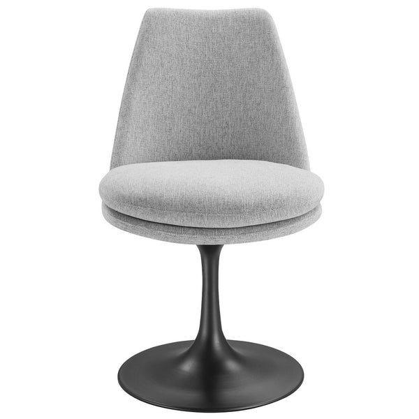 Modway Furniture Lippa Swivel Dining Upholstered Side Chair – Modern Comfort for Dining, Desk, and Vanity Spaces Black Light Gray EEI-6953-BLK-HLG