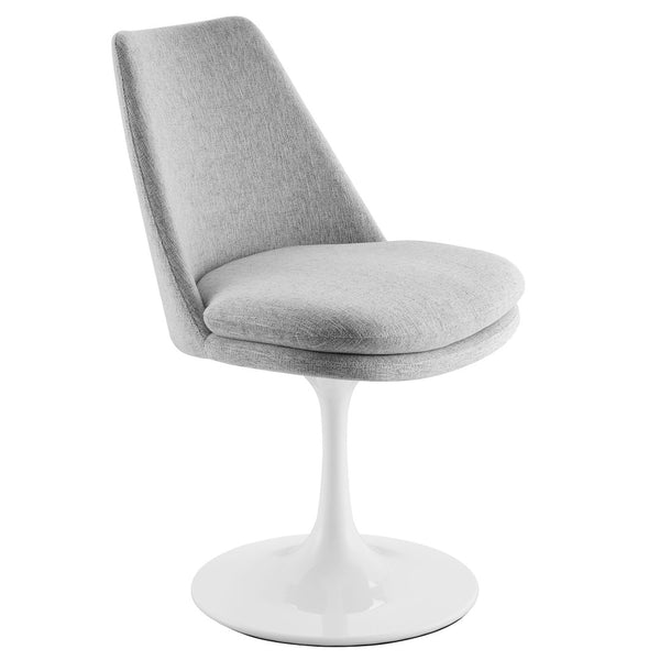 Modway Furniture Lippa Swivel Dining Upholstered Side Chair – Modern Comfort for Dining, Desk, and Vanity Spaces White Light Gray EEI-6953-WHI-HLG