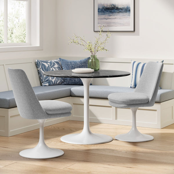 Modway Furniture Lippa Swivel Dining Upholstered Side Chair – Modern Comfort for Dining, Desk, and Vanity Spaces White Light Gray EEI-6953-WHI-HLG