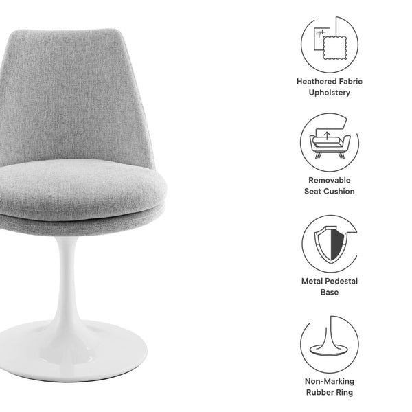 Modway Furniture Lippa Swivel Dining Upholstered Side Chair – Modern Comfort for Dining, Desk, and Vanity Spaces White Light Gray EEI-6953-WHI-HLG