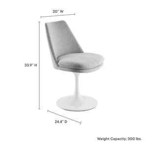 Modway Furniture Lippa Swivel Dining Upholstered Side Chair – Modern Comfort for Dining, Desk, and Vanity Spaces White Light Gray EEI-6953-WHI-HLG