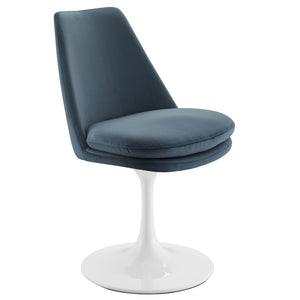 Modway Furniture Lippa Swivel Dining Chair in Stain-Resistant Velvet with 360° Swivel for Modern Home Elegance White Cadet Blue EEI-6954-WHI-CAB