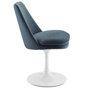 Modway Furniture Lippa Swivel Dining Chair in Stain-Resistant Velvet with 360° Swivel for Modern Home Elegance White Cadet Blue EEI-6954-WHI-CAB