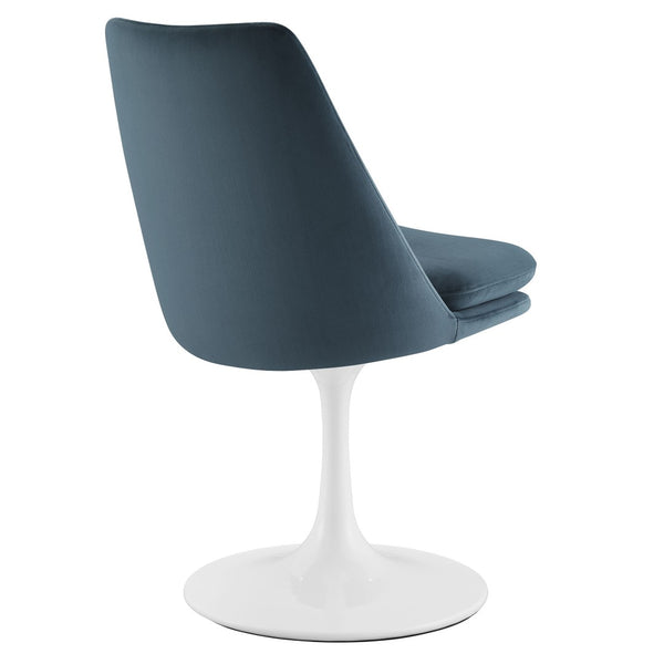 Modway Furniture Lippa Swivel Dining Chair in Stain-Resistant Velvet with 360° Swivel for Modern Home Elegance White Cadet Blue EEI-6954-WHI-CAB
