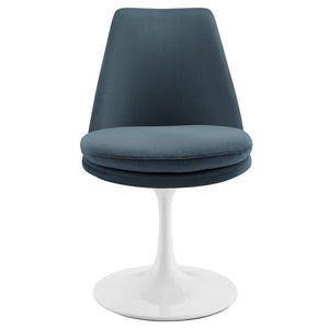 Modway Furniture Lippa Swivel Dining Chair in Stain-Resistant Velvet with 360° Swivel for Modern Home Elegance White Cadet Blue EEI-6954-WHI-CAB