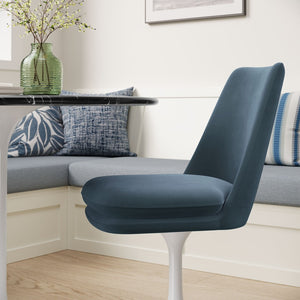 Modway Furniture Lippa Swivel Dining Chair in Stain-Resistant Velvet with 360° Swivel for Modern Home Elegance White Cadet Blue EEI-6954-WHI-CAB