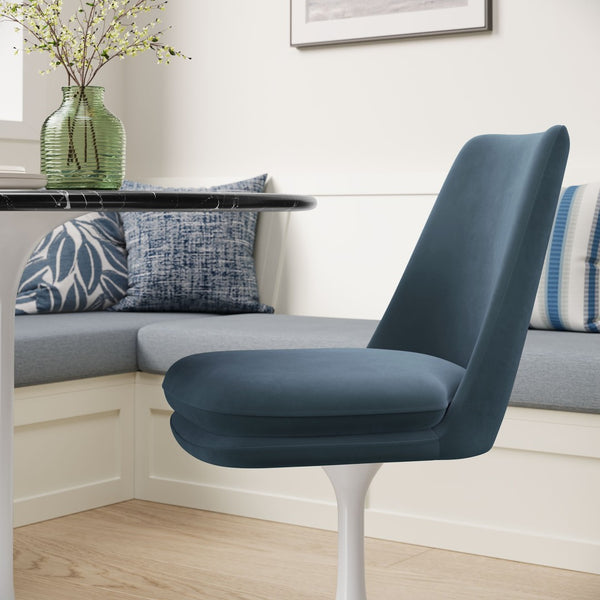 Modway Furniture Lippa Swivel Dining Chair in Stain-Resistant Velvet with 360° Swivel for Modern Home Elegance White Cadet Blue EEI-6954-WHI-CAB