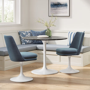 Modway Furniture Lippa Swivel Dining Chair in Stain-Resistant Velvet with 360° Swivel for Modern Home Elegance White Cadet Blue EEI-6954-WHI-CAB