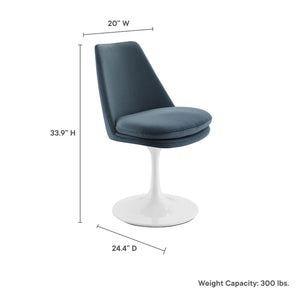 Modway Furniture Lippa Swivel Dining Chair in Stain-Resistant Velvet with 360° Swivel for Modern Home Elegance White Cadet Blue EEI-6954-WHI-CAB