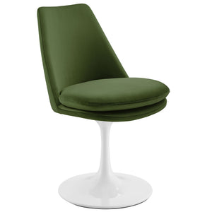 Modway Furniture Lippa Swivel Dining Chair in Stain-Resistant Velvet with 360° Swivel for Modern Home Elegance White Moss Green EEI-6954-WHI-MOG