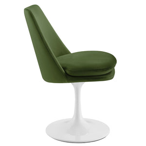 Modway Furniture Lippa Swivel Dining Chair in Stain-Resistant Velvet with 360° Swivel for Modern Home Elegance White Moss Green EEI-6954-WHI-MOG