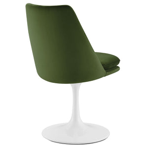 Modway Furniture Lippa Swivel Dining Chair in Stain-Resistant Velvet with 360° Swivel for Modern Home Elegance White Moss Green EEI-6954-WHI-MOG