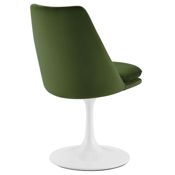 Modway Furniture Lippa Swivel Dining Chair in Stain-Resistant Velvet with 360° Swivel for Modern Home Elegance White Moss Green EEI-6954-WHI-MOG