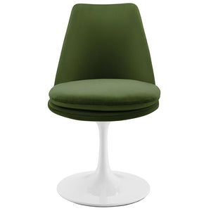 Modway Furniture Lippa Swivel Dining Chair in Stain-Resistant Velvet with 360° Swivel for Modern Home Elegance White Moss Green EEI-6954-WHI-MOG