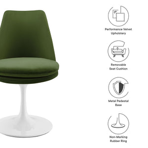 Modway Furniture Lippa Swivel Dining Chair in Stain-Resistant Velvet with 360° Swivel for Modern Home Elegance White Moss Green EEI-6954-WHI-MOG