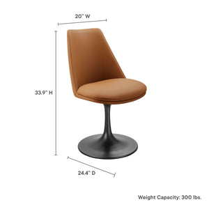 Modway Furniture Lippa Swivel Dining Chair in Vegan Leather - Modern Comfort with 360° Movement for Any Space Black Tan EEI-6955-BLK-TAN