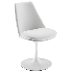 Modway Furniture Lippa Swivel Dining Chair in Vegan Leather - Modern Comfort with 360° Movement for Any Space White White EEI-6955-WHI-WHI