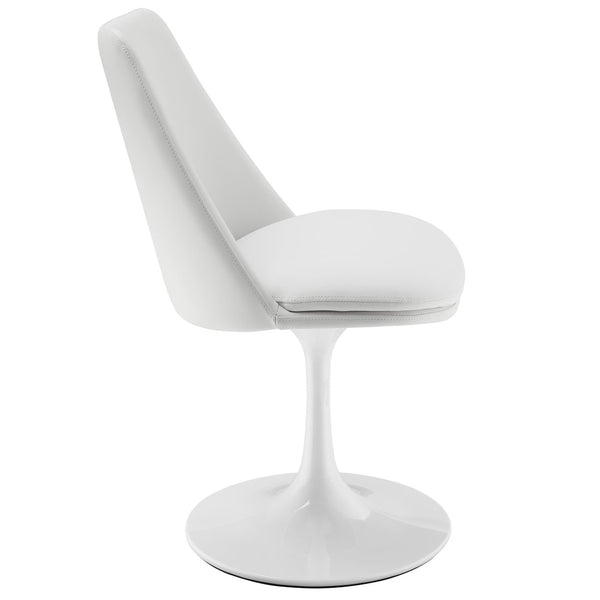 Modway Furniture Lippa Swivel Dining Chair in Vegan Leather - Modern Comfort with 360° Movement for Any Space White White EEI-6955-WHI-WHI