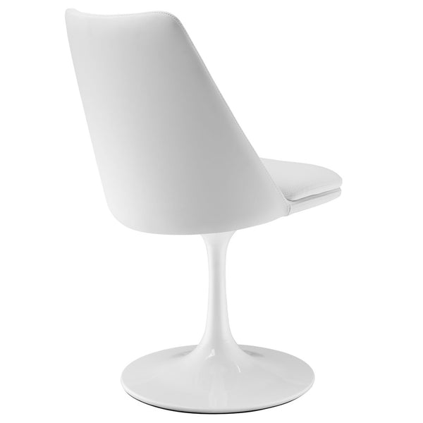 Modway Furniture Lippa Swivel Dining Chair in Vegan Leather - Modern Comfort with 360° Movement for Any Space White White EEI-6955-WHI-WHI