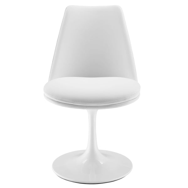 Modway Furniture Lippa Swivel Dining Chair in Vegan Leather - Modern Comfort with 360° Movement for Any Space White White EEI-6955-WHI-WHI