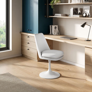 Modway Furniture Lippa Swivel Dining Chair in Vegan Leather - Modern Comfort with 360° Movement for Any Space White White EEI-6955-WHI-WHI