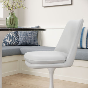 Modway Furniture Lippa Swivel Dining Chair in Vegan Leather - Modern Comfort with 360° Movement for Any Space White White EEI-6955-WHI-WHI
