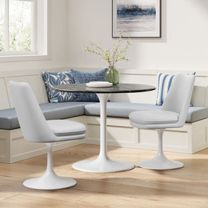 Modway Furniture Lippa Swivel Dining Chair in Vegan Leather - Modern Comfort with 360° Movement for Any Space White White EEI-6955-WHI-WHI