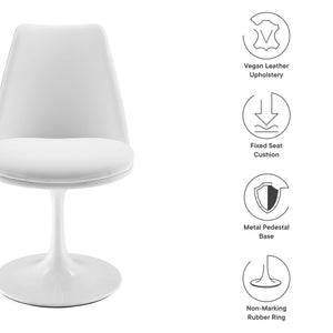 Modway Furniture Lippa Swivel Dining Chair in Vegan Leather - Modern Comfort with 360° Movement for Any Space White White EEI-6955-WHI-WHI