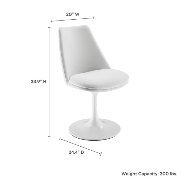 Modway Furniture Lippa Swivel Dining Chair in Vegan Leather - Modern Comfort with 360° Movement for Any Space White White EEI-6955-WHI-WHI