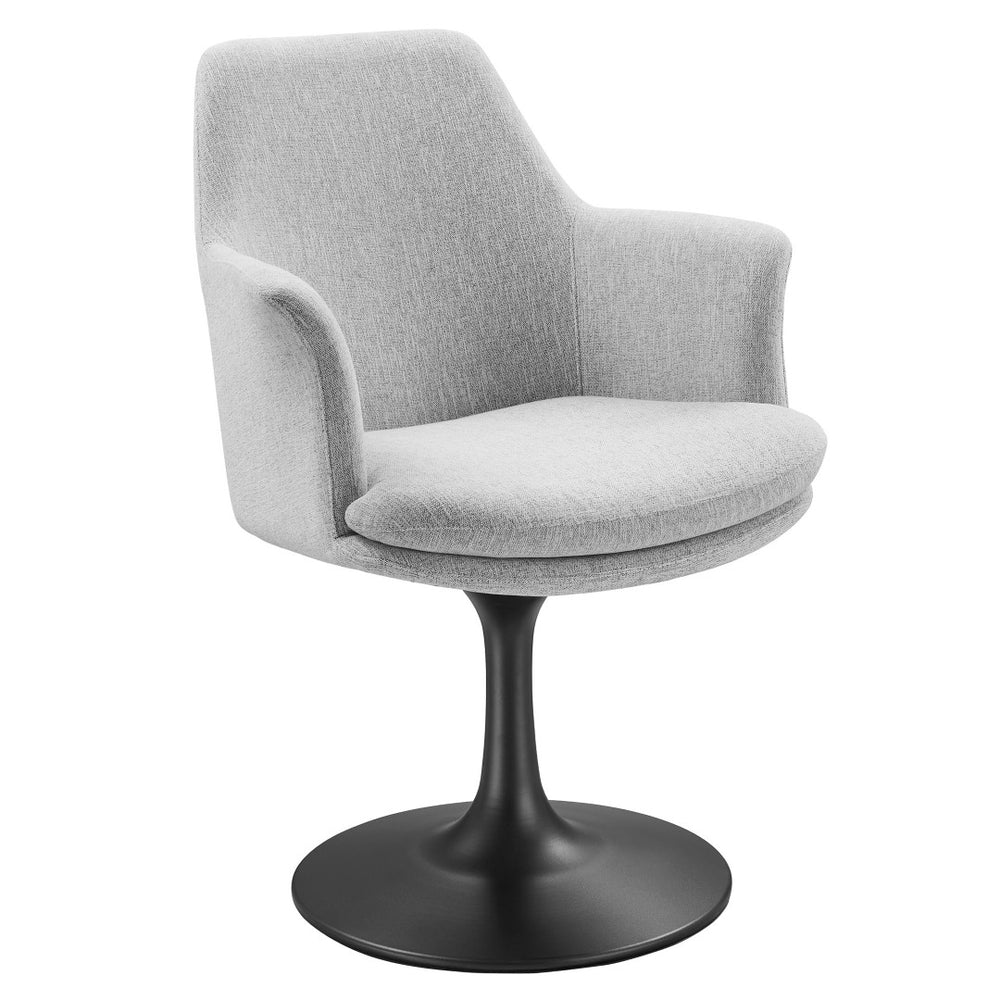 Modway Furniture Lippa Swivel Upholstered Armchair - Modern Design with Removable Cushion for Dining or Workspace Use Black Light Gray EEI-6956-BLK-HLG