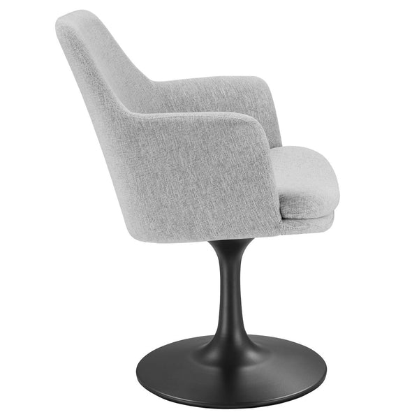 Modway Furniture Lippa Swivel Upholstered Armchair - Modern Design with Removable Cushion for Dining or Workspace Use Black Light Gray EEI-6956-BLK-HLG
